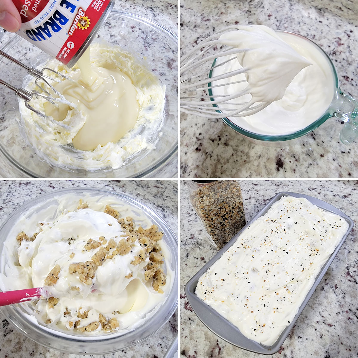 Mixing ingredients to make ice cream.
