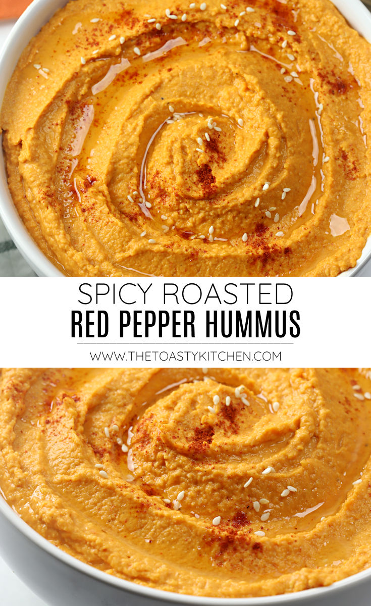 Spicy roasted red pepper hummus recipe.