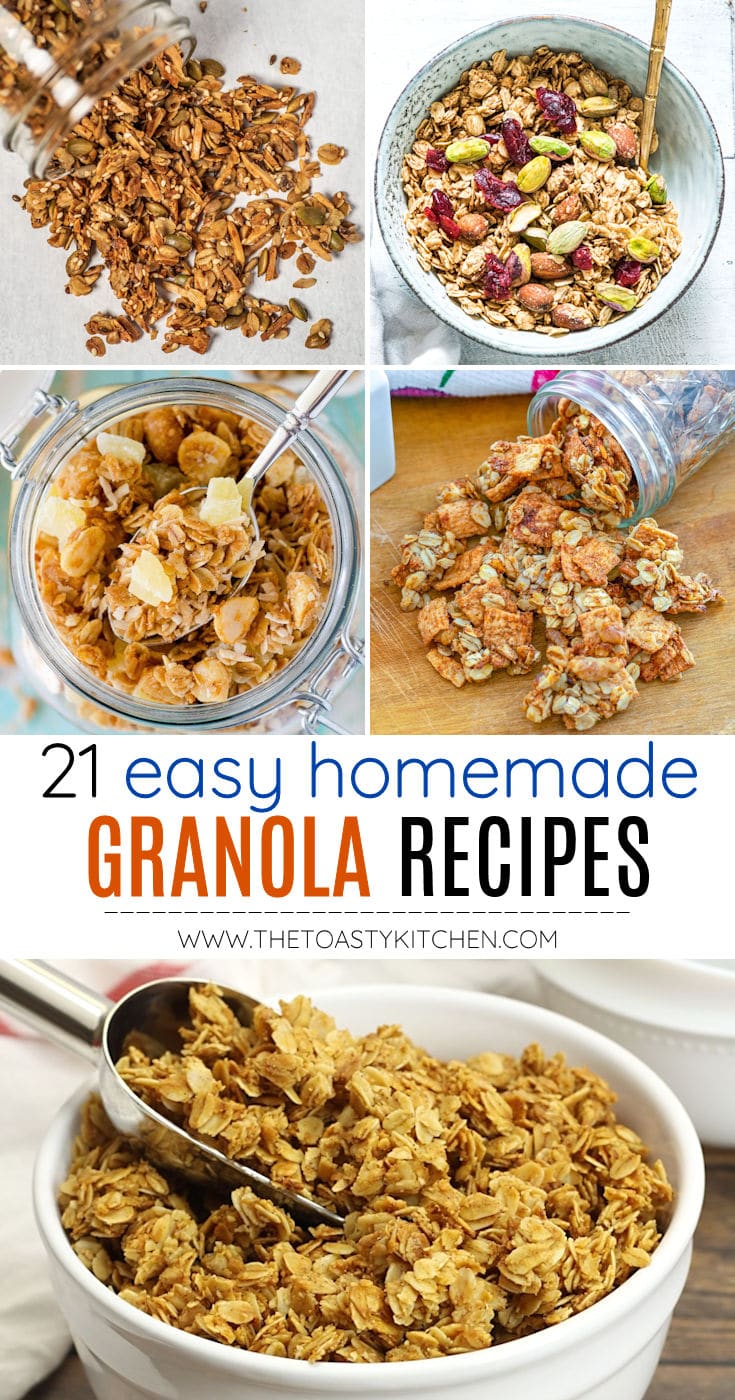 Homemade granola recipes collage.