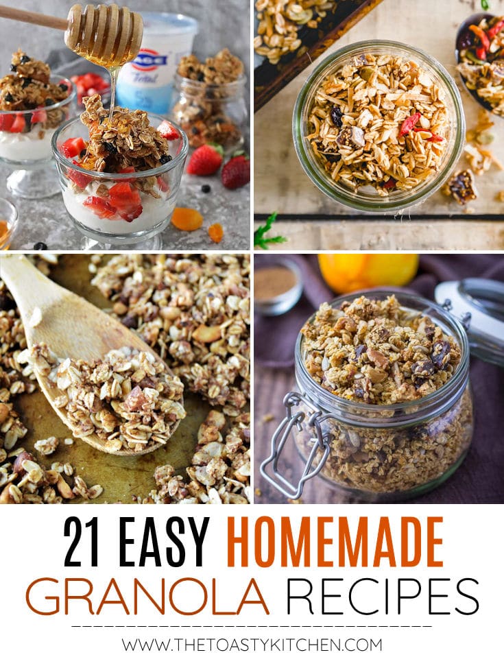Homemade granola recipes collage.