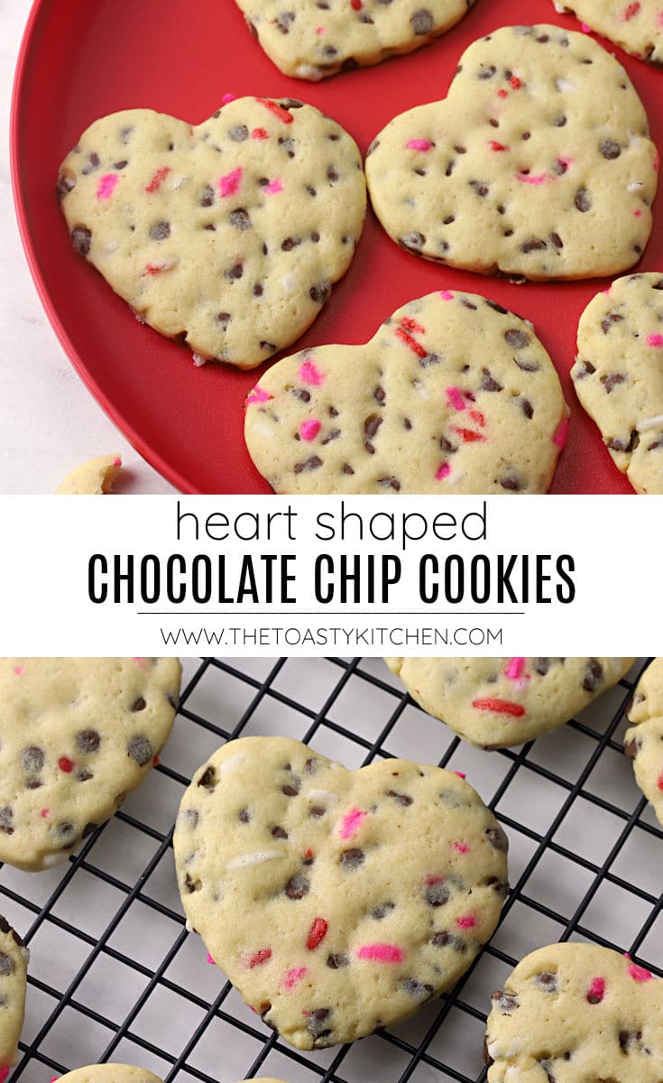 Heart shaped chocolate chip cookies recipe.