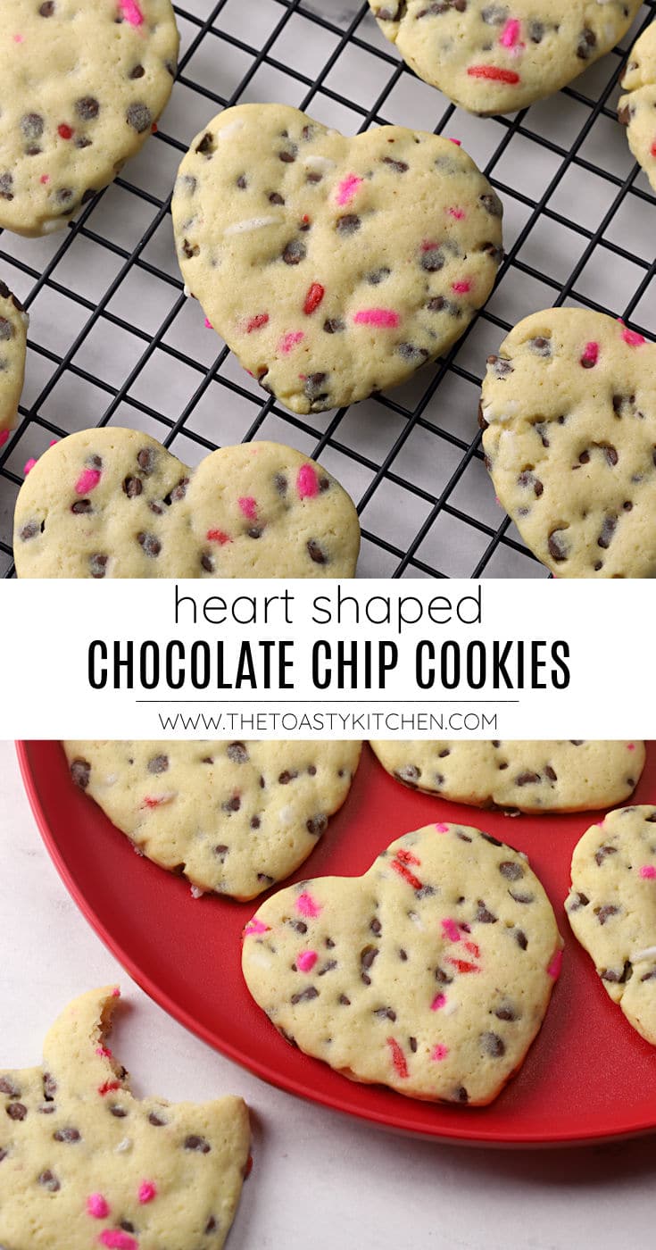 Heart shaped chocolate chip cookies recipe.