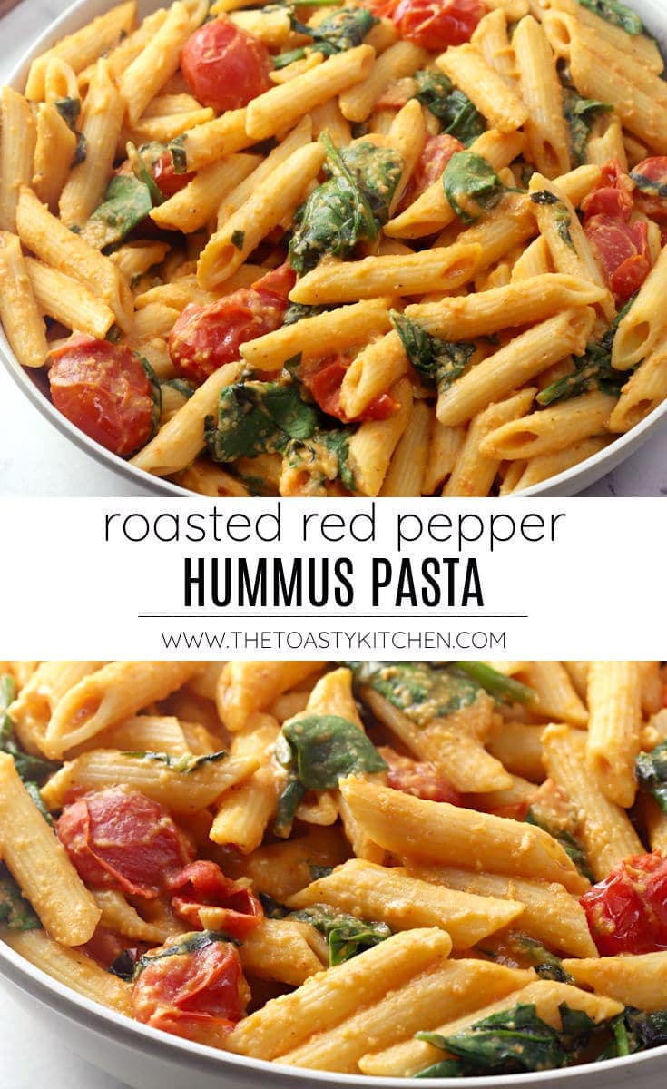 Roasted red pepper hummus pasta recipe.