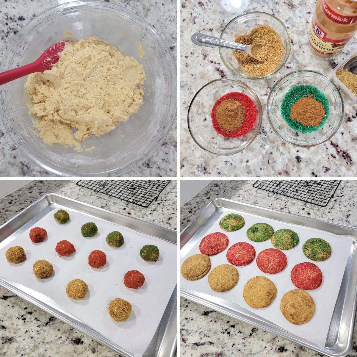 Making Christmas snickerdoodles on a sheet pan.