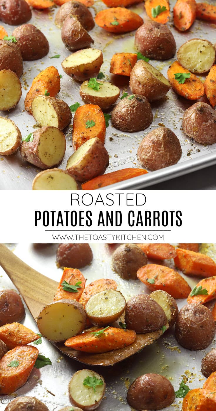 Roasted potatoes and carrots recipe by The Toasty Kitchen.