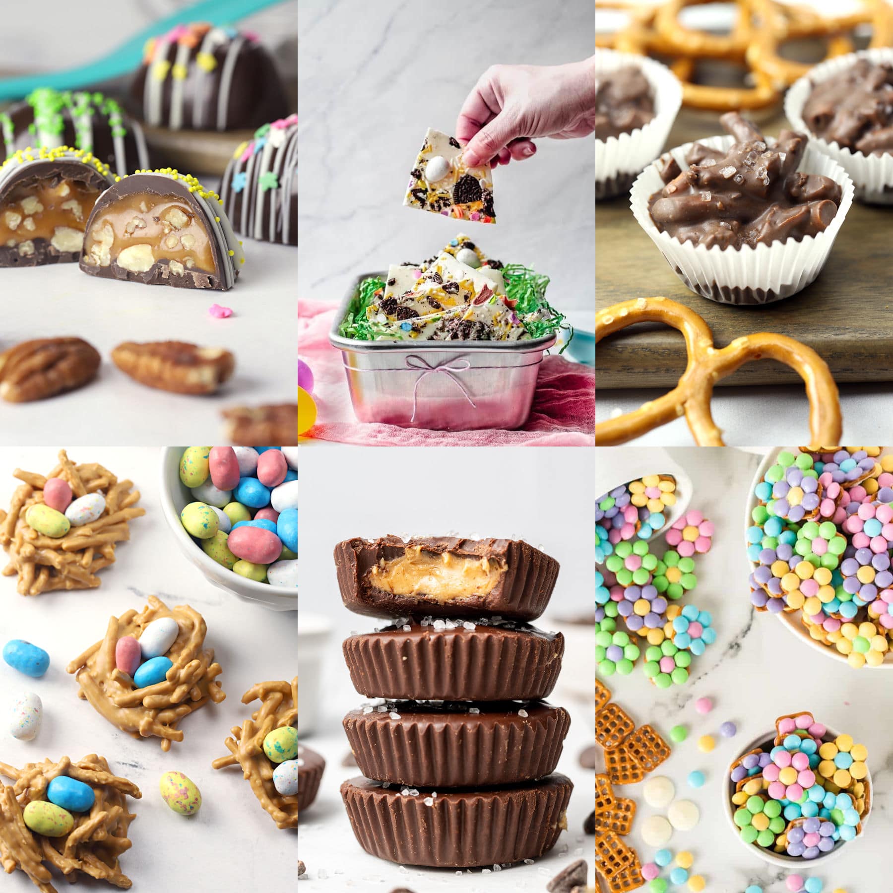 Collage of Easter candy recipes.