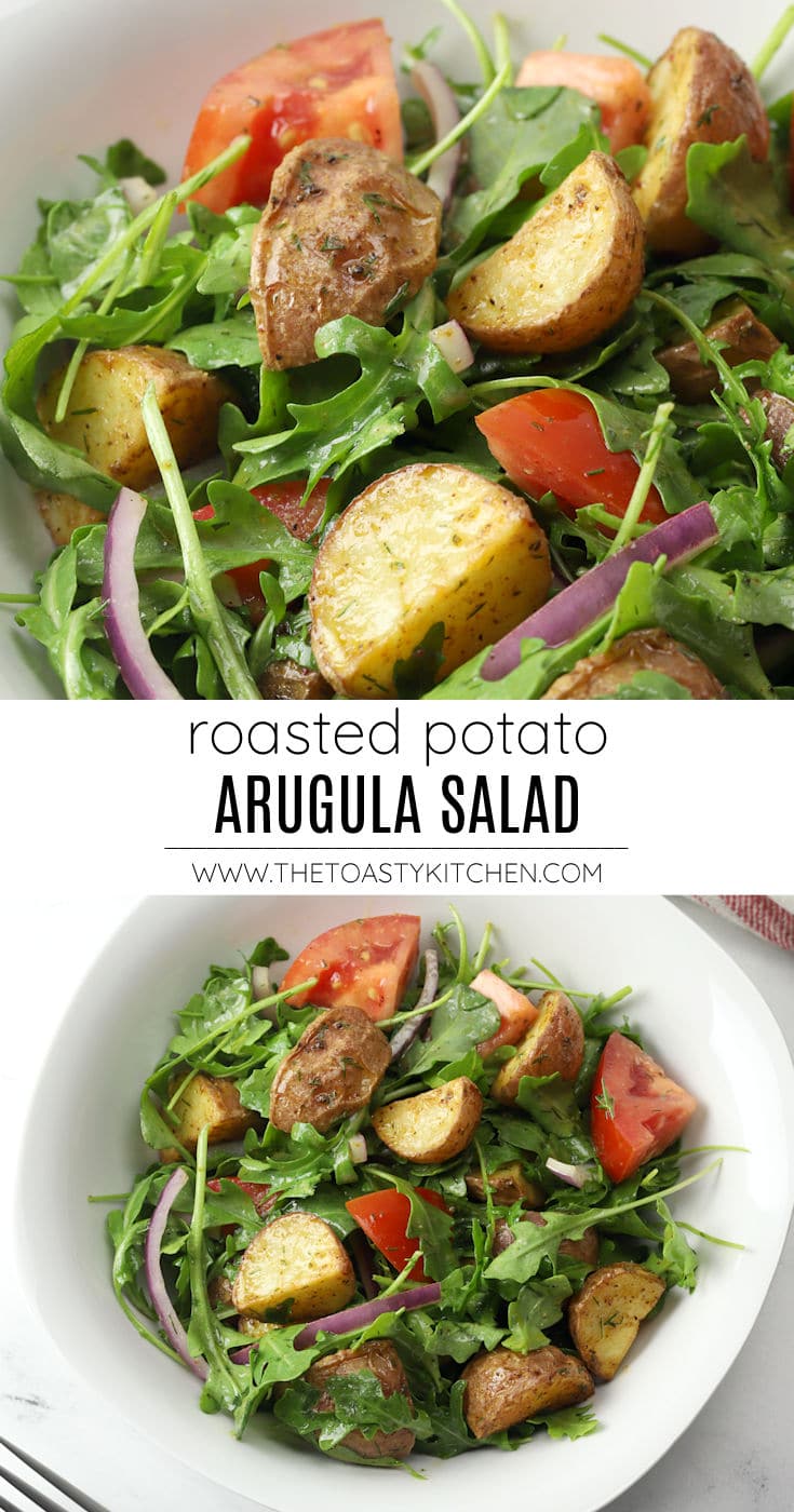 Roasted potato arugula salad recipe.