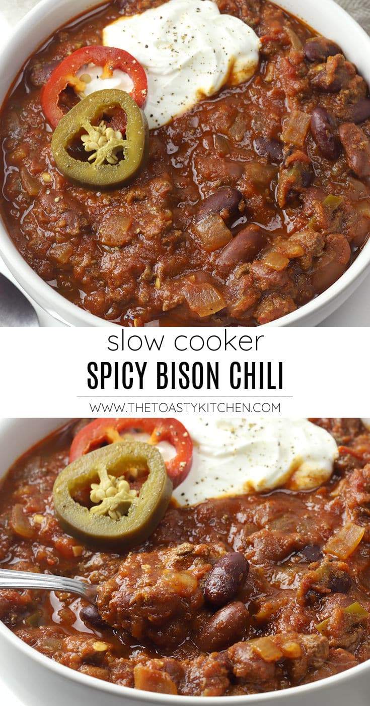 Slow cooker spicy bison chili recipe.