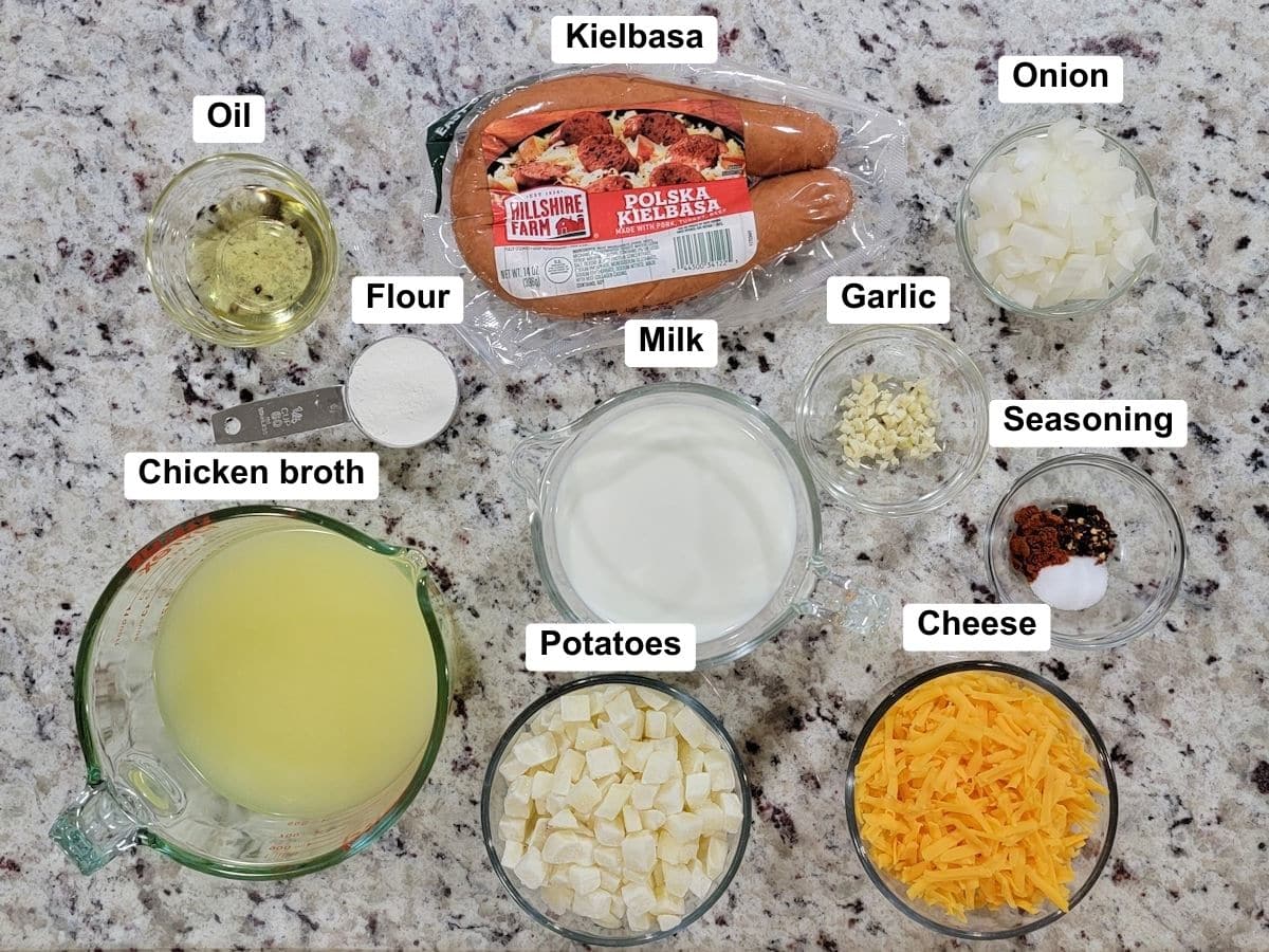 Ingredients on a counter top.