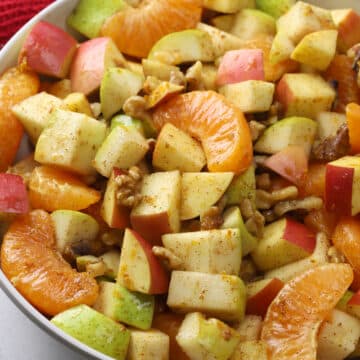 Winter fruit salad in a bowl.