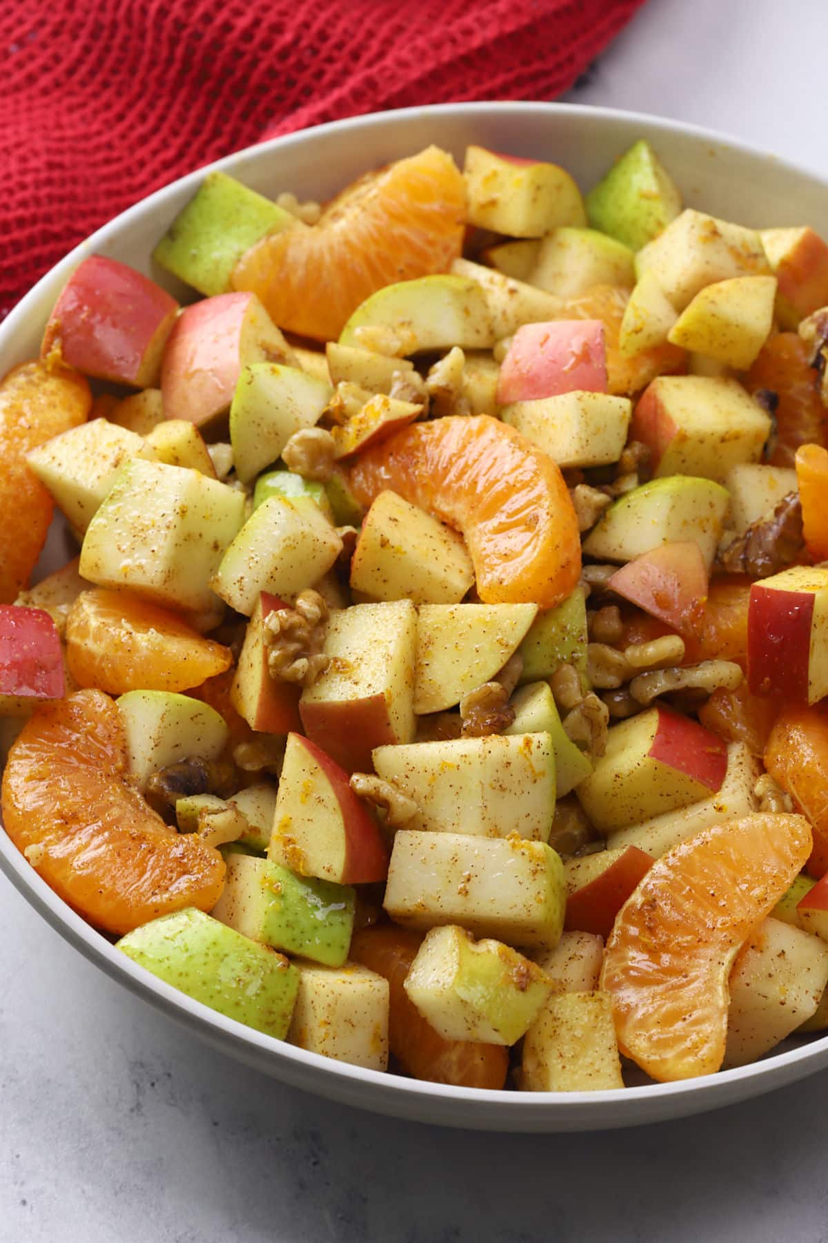 Winter fruit salad in a bowl.