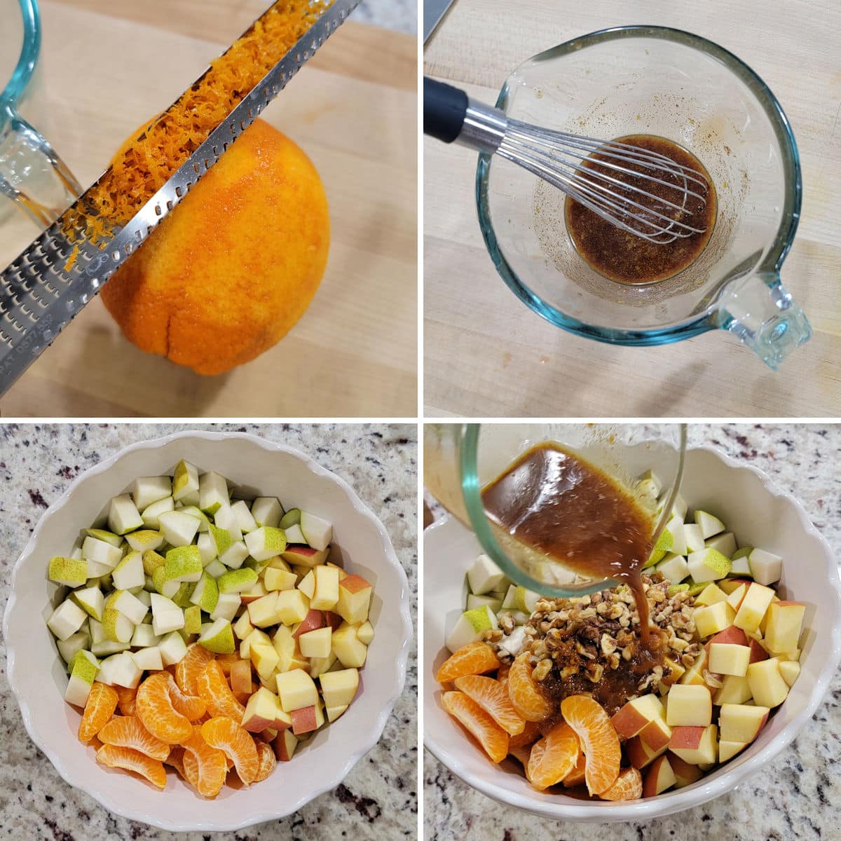 Making winter fruit salad.