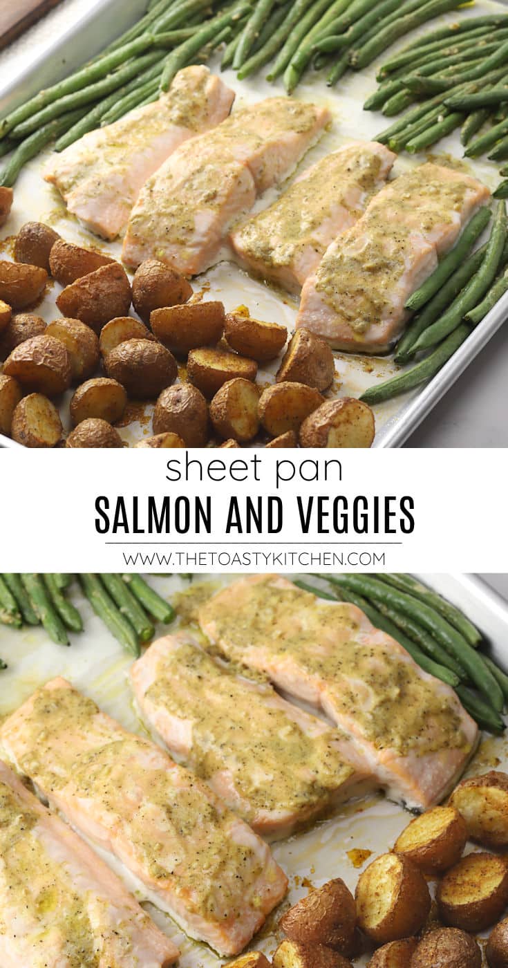 Sheet pan salmon and veggies recipe.