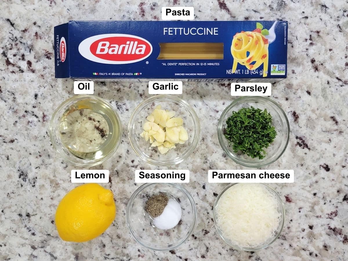 Ingredients on a counter top.