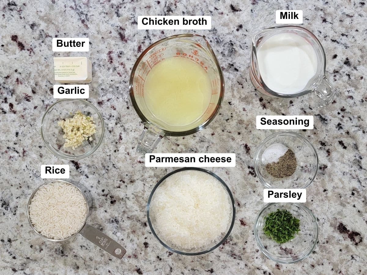 Ingredients on a countertop.