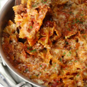 A scoop of lasagna skillet.