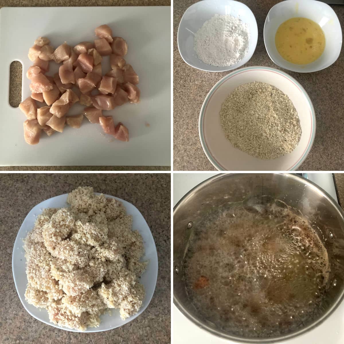 Making parmesan chicken nuggets