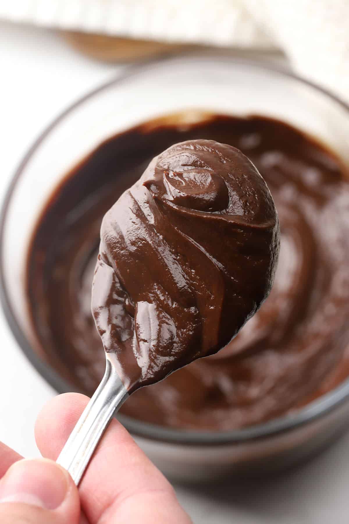 A spoonful of cooled ganache.