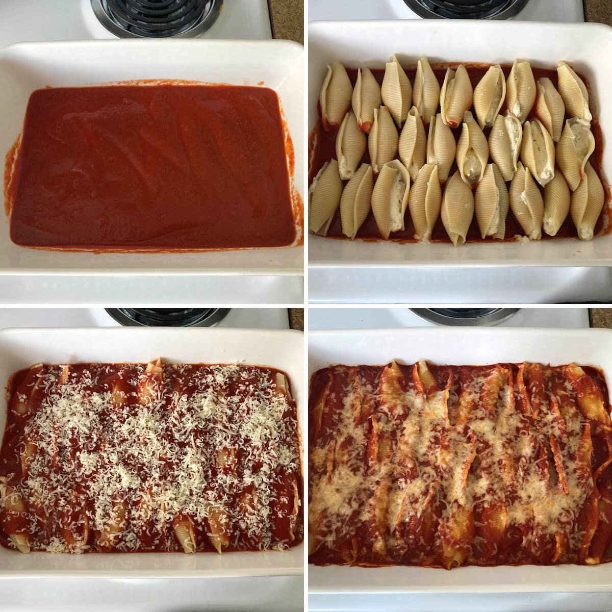 Making cheese stuffed shells.