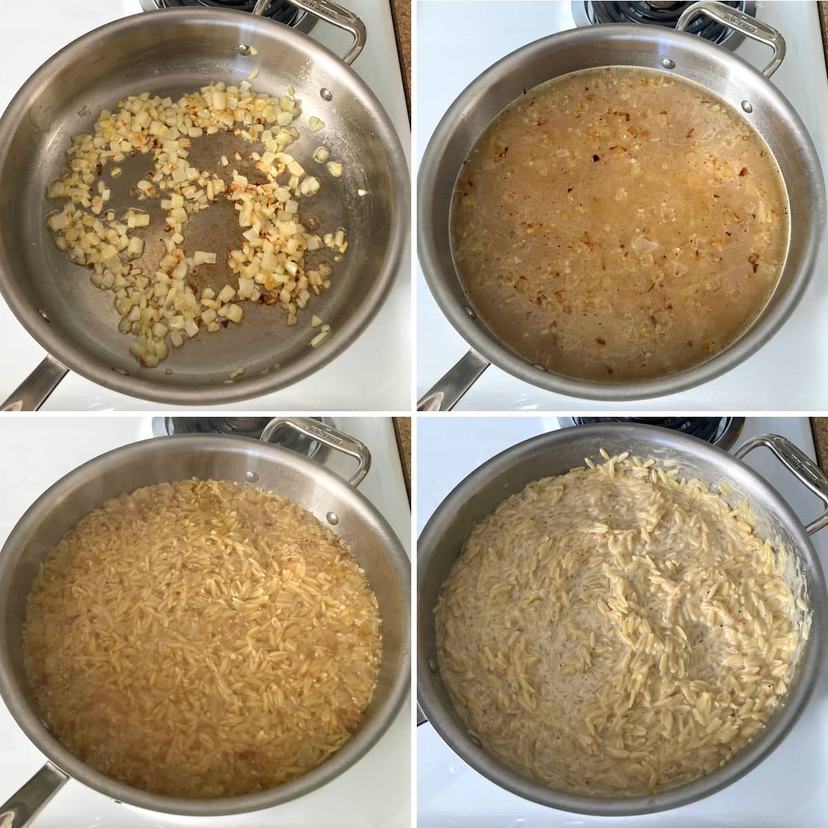 Making garlic parmesan orzo.