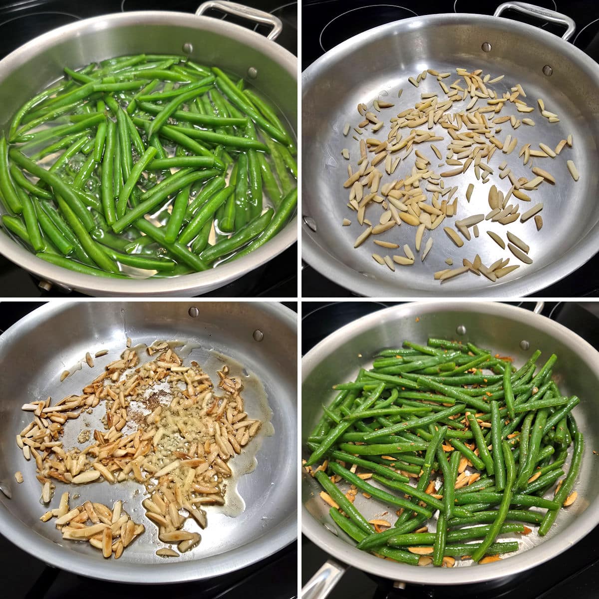 Making green beans with almonds.