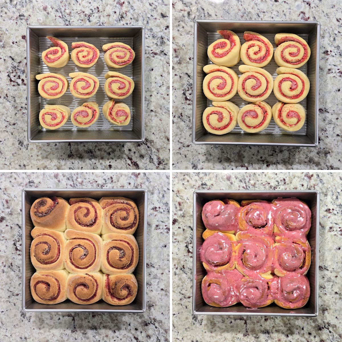 Baking strawberry sweet rolls.