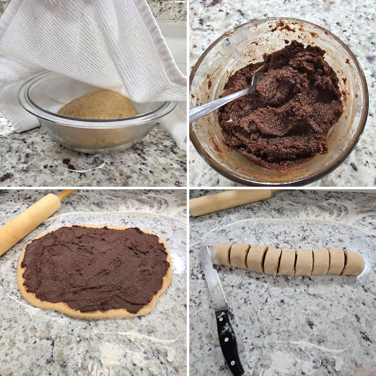 Assembling s'mores cinnamon rolls.