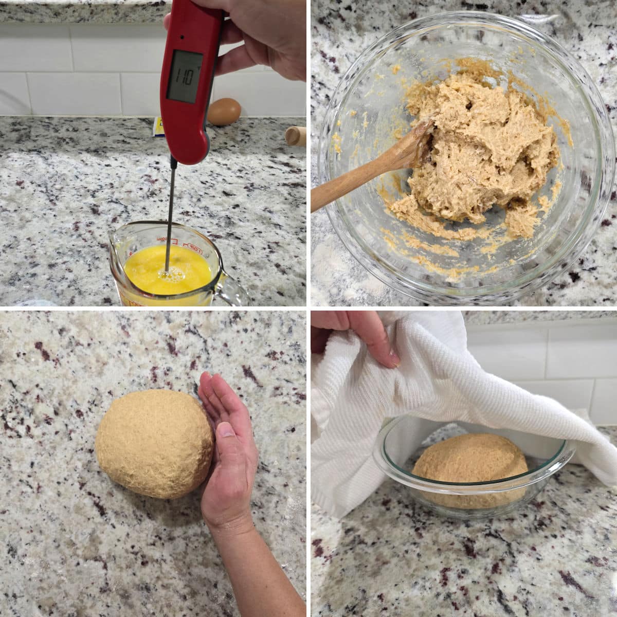 Making cinnamon roll dough.