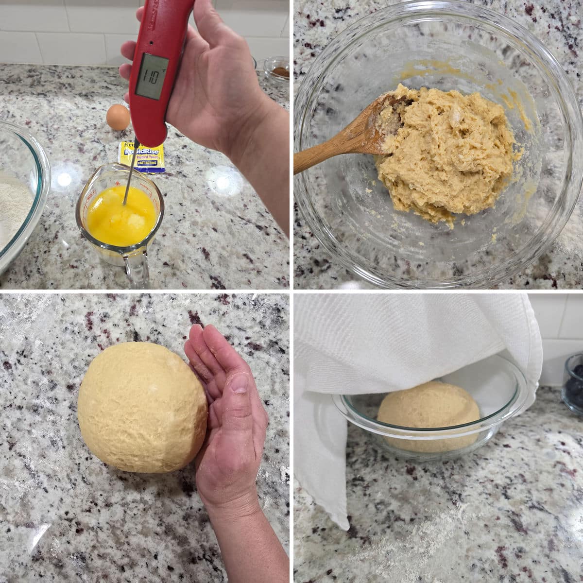 Making cinnamon roll dough.