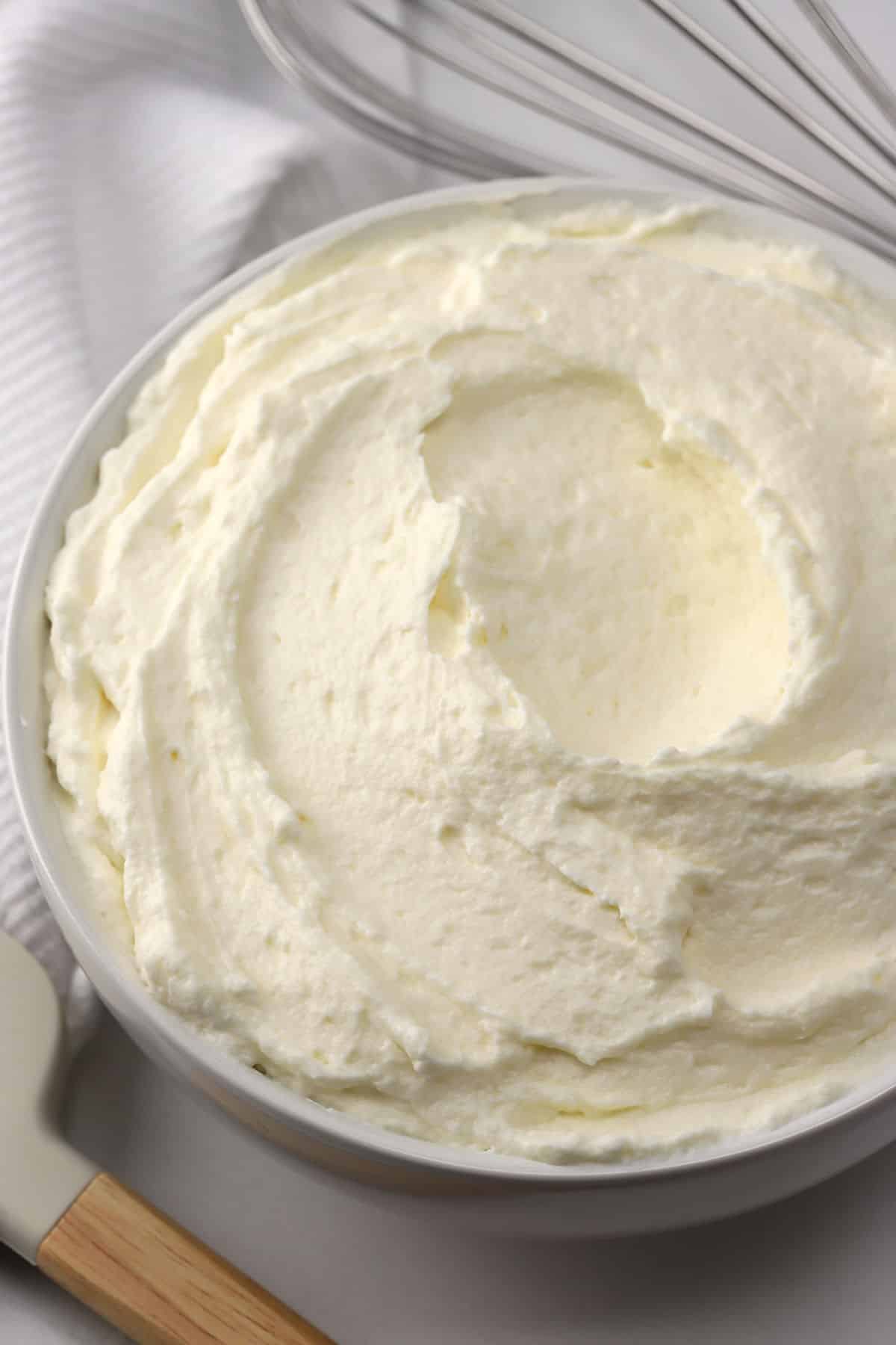 A bowl of Chantilly frosting.