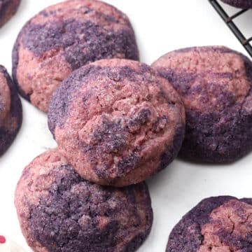 Berry swirl cookies on display.