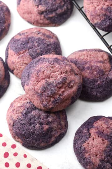 Berry swirl cookies on display.