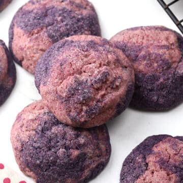 Berry swirl cookies on display.