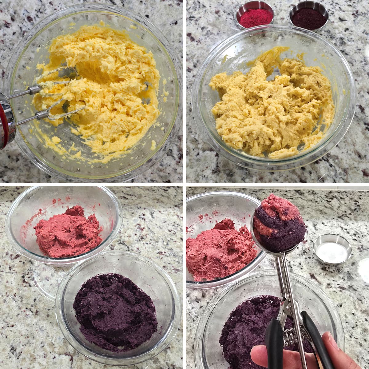 Making berry swirl cookies.
