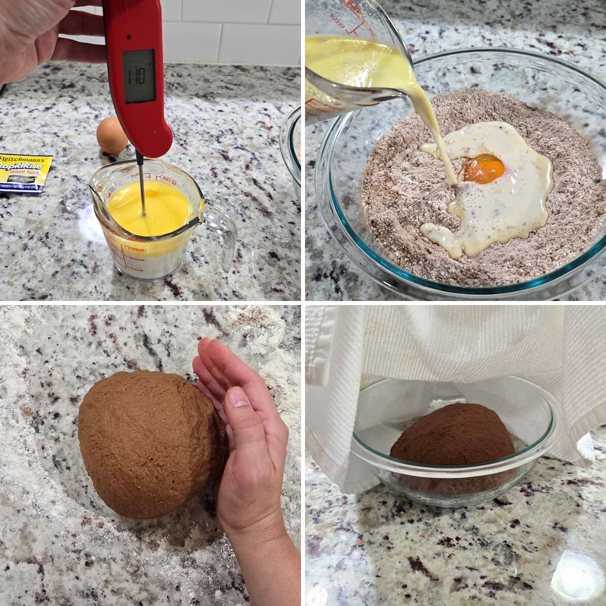 Making chocolate cinnamon roll dough.