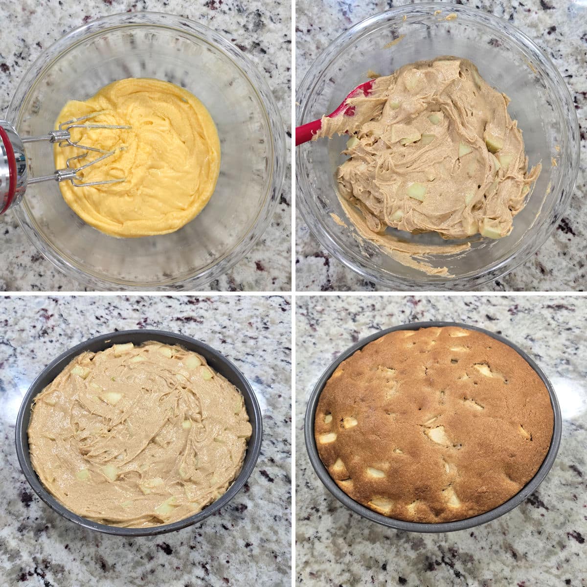 Making an apple fritter cake.