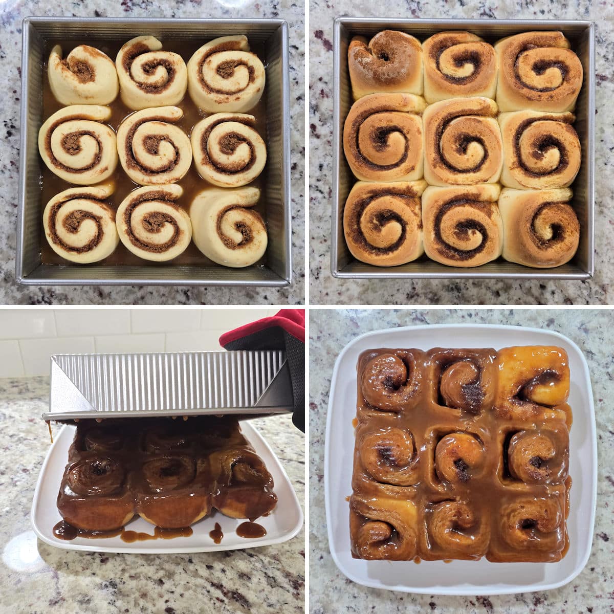 Baking caramel rolls.