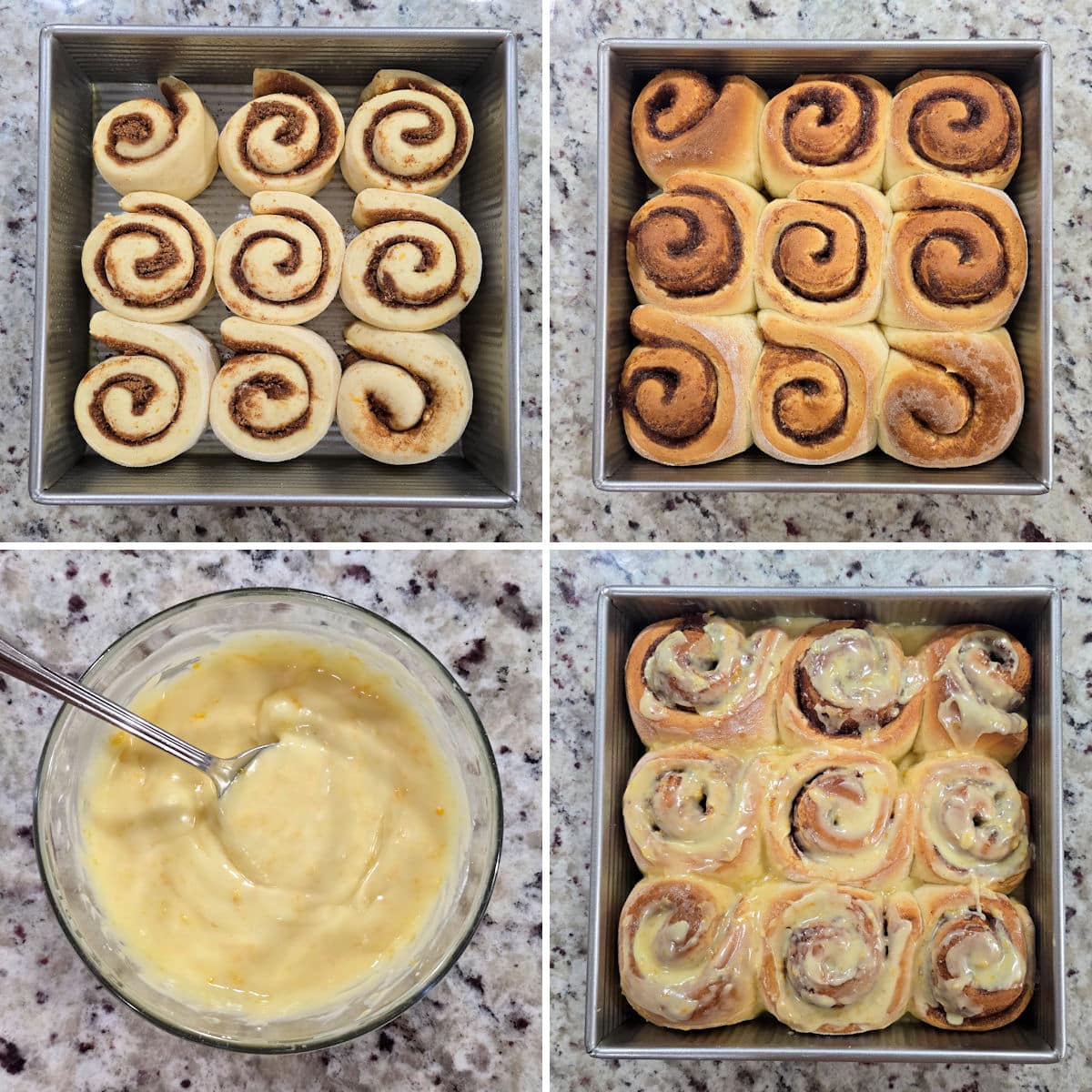 Baking orange cinnamon rolls.