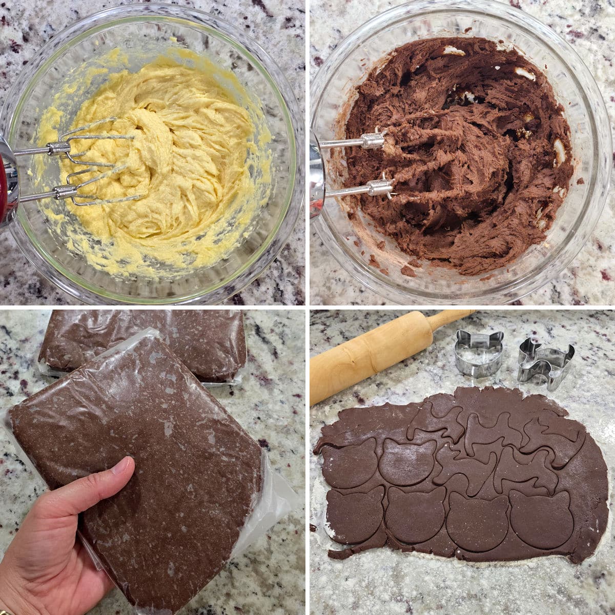 Making black cat cookies.