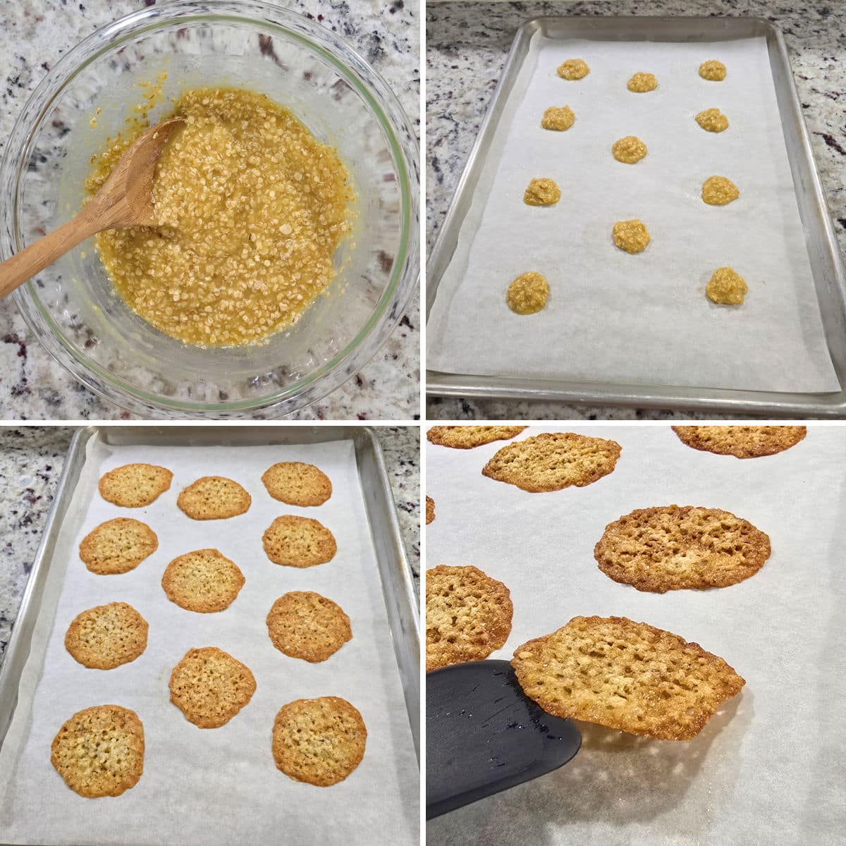 Making lace cookies.