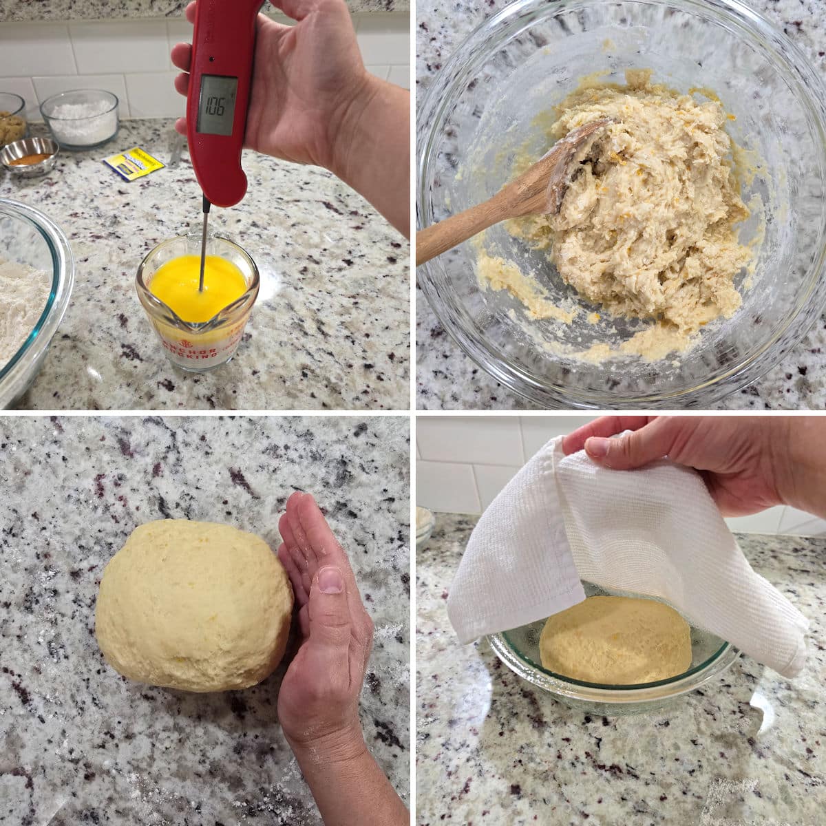 Making orange cinnamon roll dough.