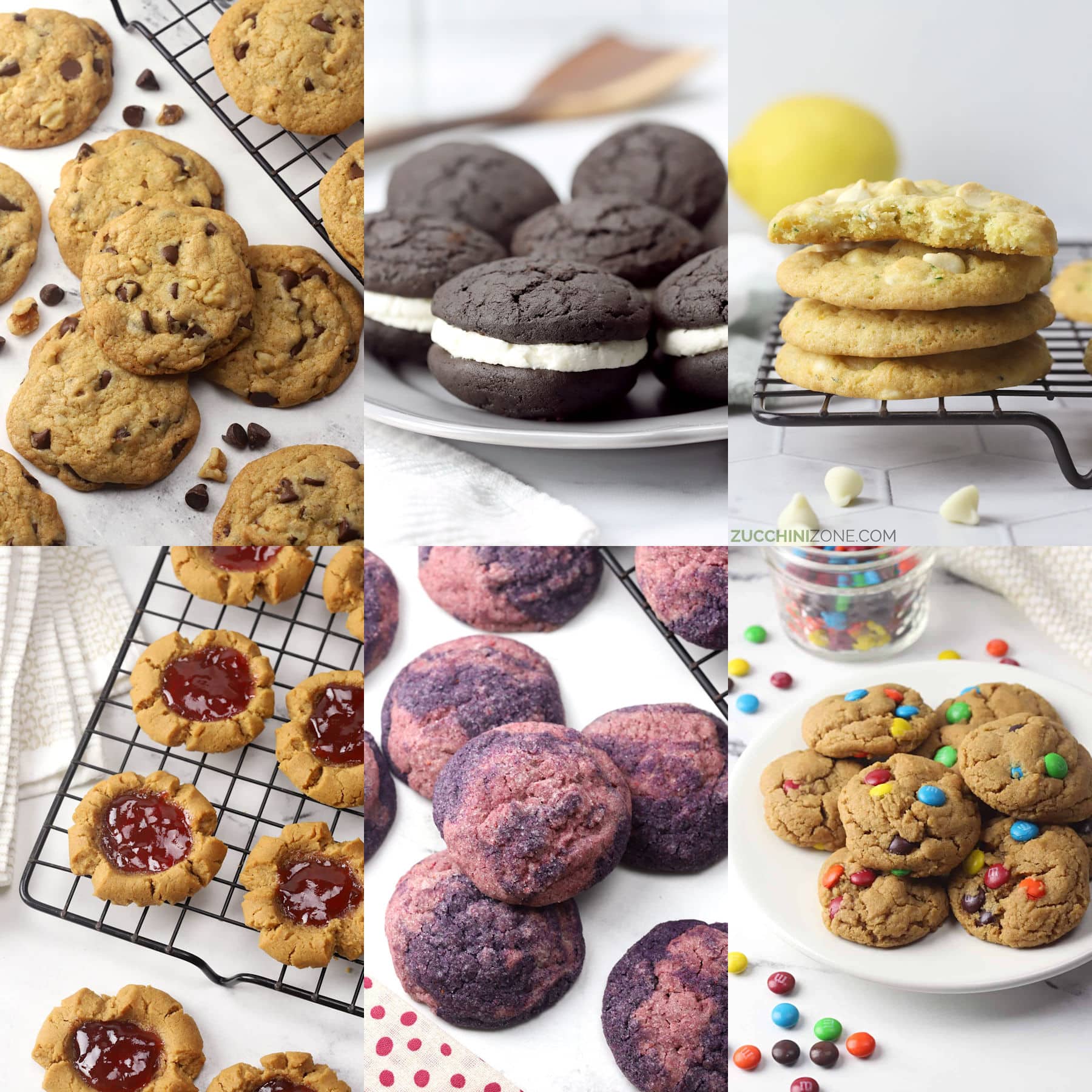 Decorative collage of no chill cookie recipes.