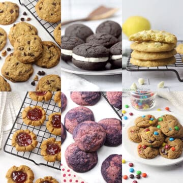 Decorative collage of no chill cookie recipes.