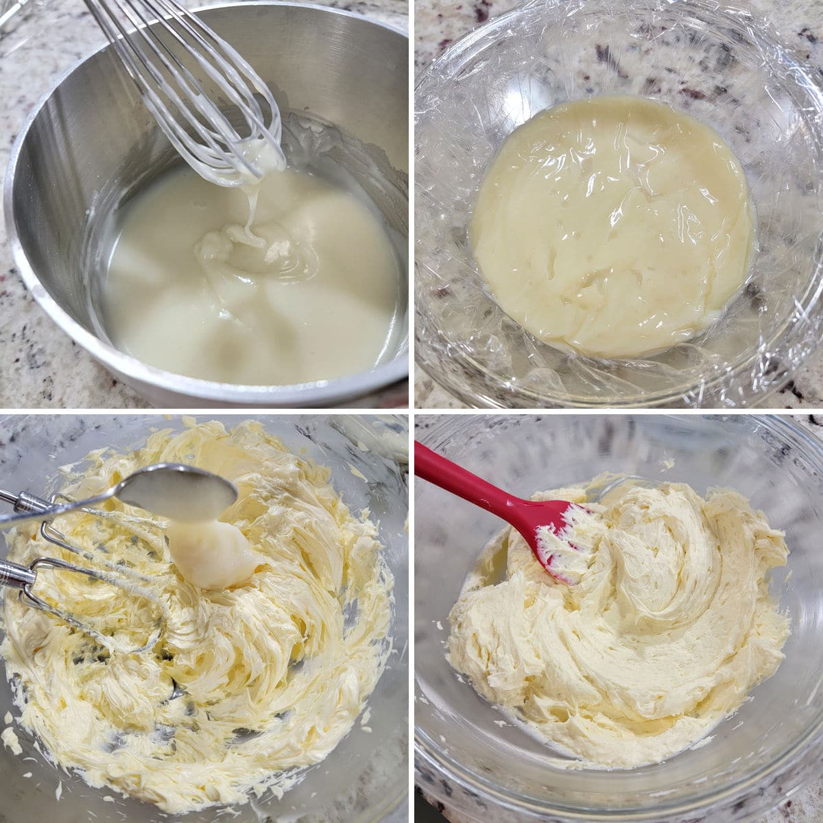 Making ermine frosting.