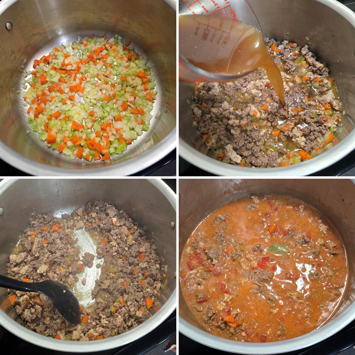 Making fettuccine bolognese.