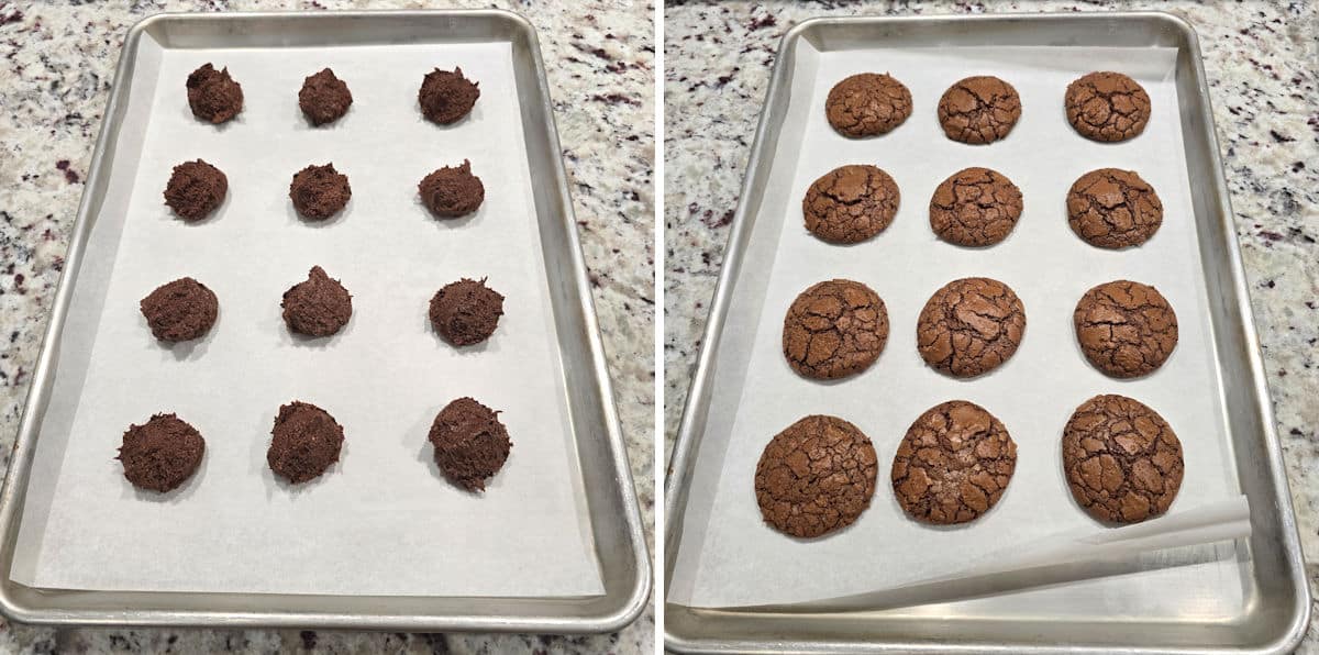 Baking buckwheat brownie cookies.
