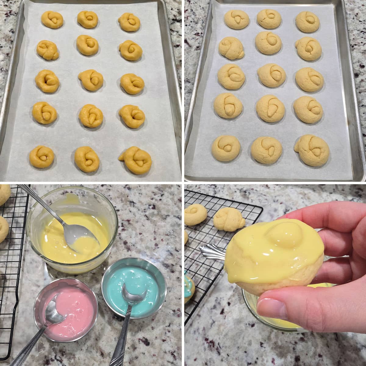 Decorating italian easter cookies.