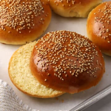 Sliced hamburger buns.