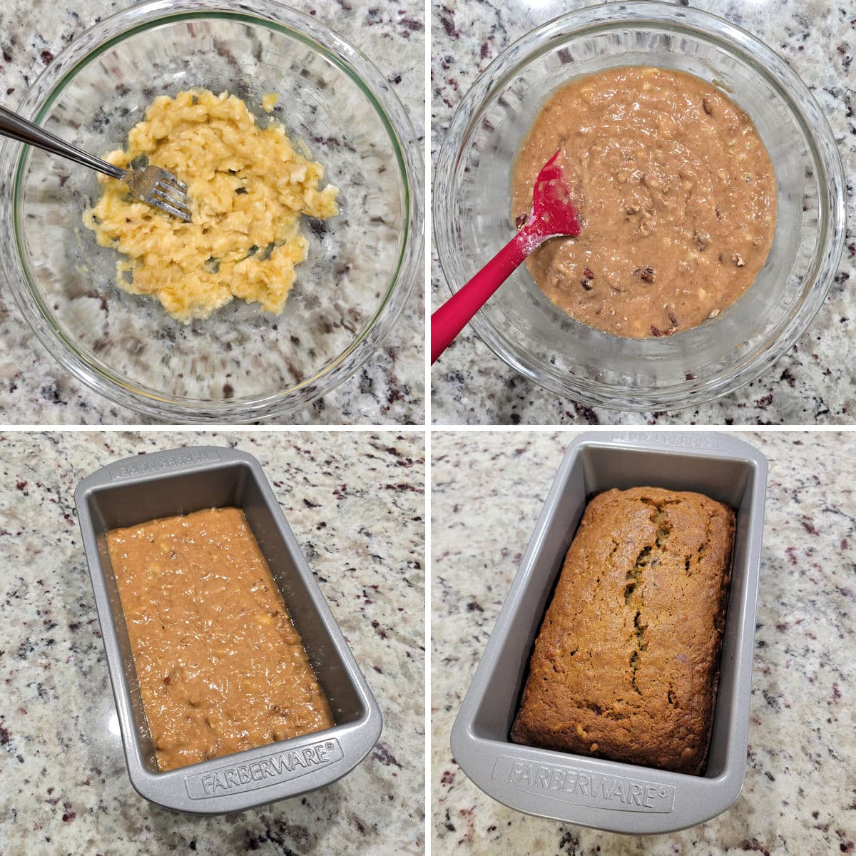 Making spelt banana bread.