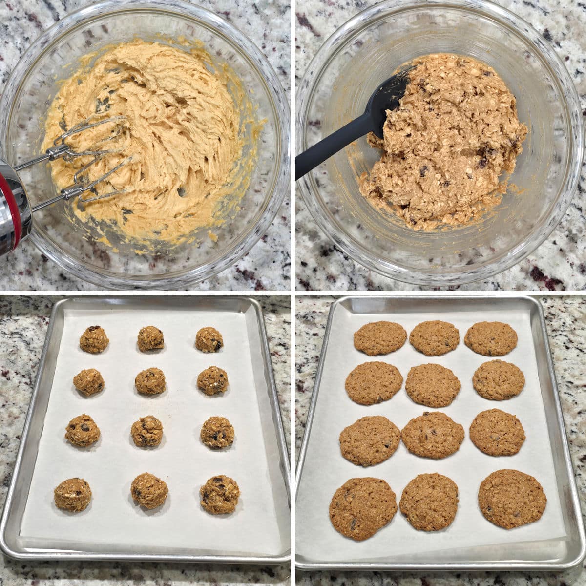 Making spelt oatmeal raisin cookies.